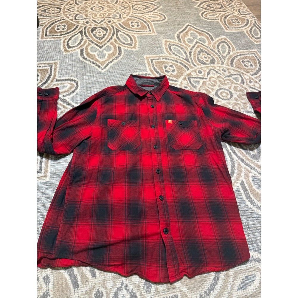 The American Outdoorsman Mens Red Black Plaid Flannel Shirt Size Large L 1312